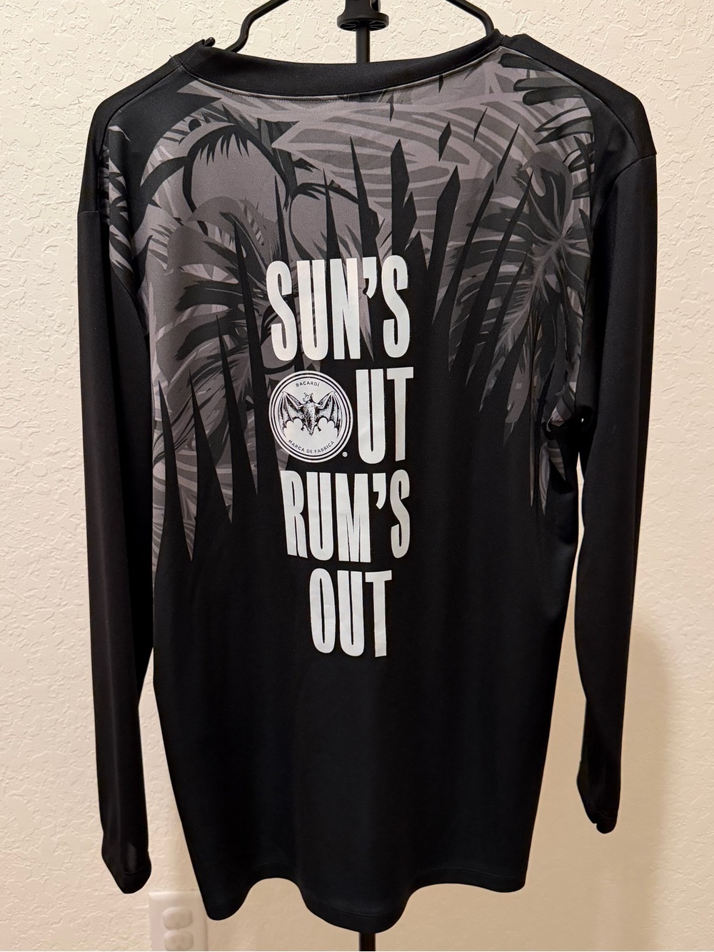 Bacardi Men's Long-Sleeve Black Logo Tee
